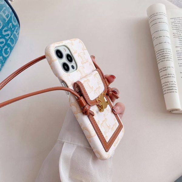 White Celine iPhone Case With Card Holder -LH240109 - 图片 3