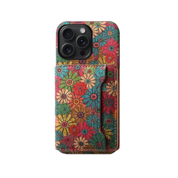 Vintage  Floral seasons Leather Wallet Case  – Boho Chic Protection for iPhone Case - 图片 2