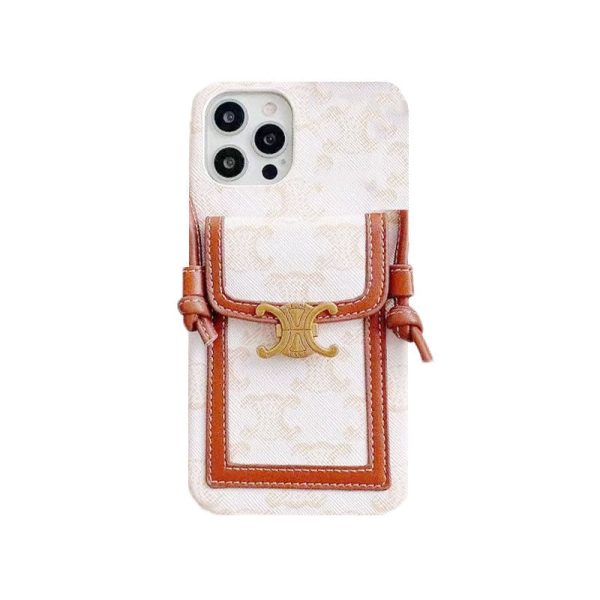 White Celine iPhone Case With Card Holder -LH240109 - 图片 12