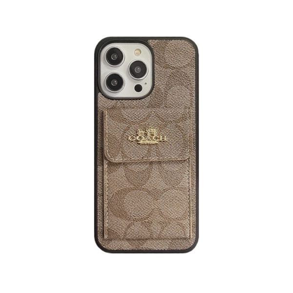 Coach iPhone Case With Card Holder Wallet Coffee  -SZK240425 - 图片 9