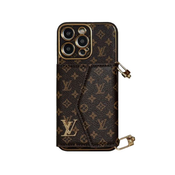 Advanced leather iPhone Case With Wallet And Strap Brown - 图片 7