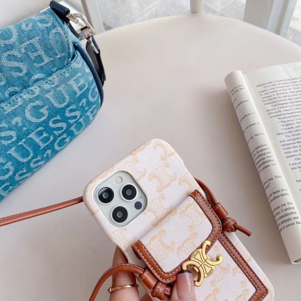 White Celine iPhone Case With Card Holder -LH240109 - 图片 6