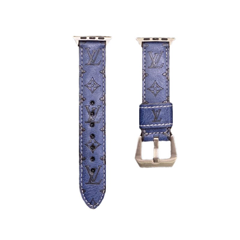 Leather Monogram Apple Watch Bands Leather Blue-YH24422 - 图片 9