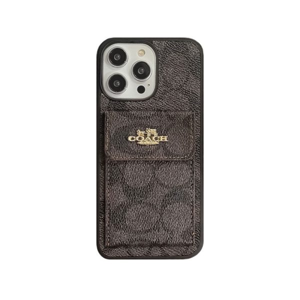 Coach iPhone Case With Card Holder Wallet Coffee  -SZK240425 - 图片 8