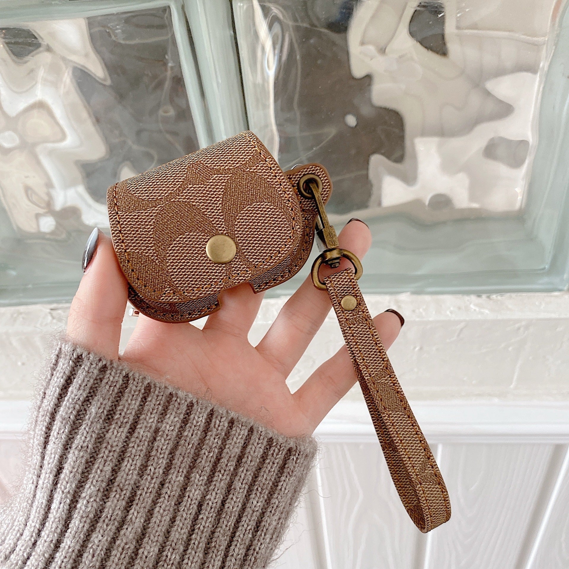 Leather Coach AirPods Case Brown-CC231215 - 图片 2