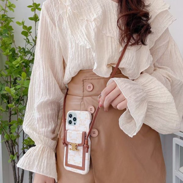 White Celine iPhone Case With Card Holder -LH240109 - 图片 9