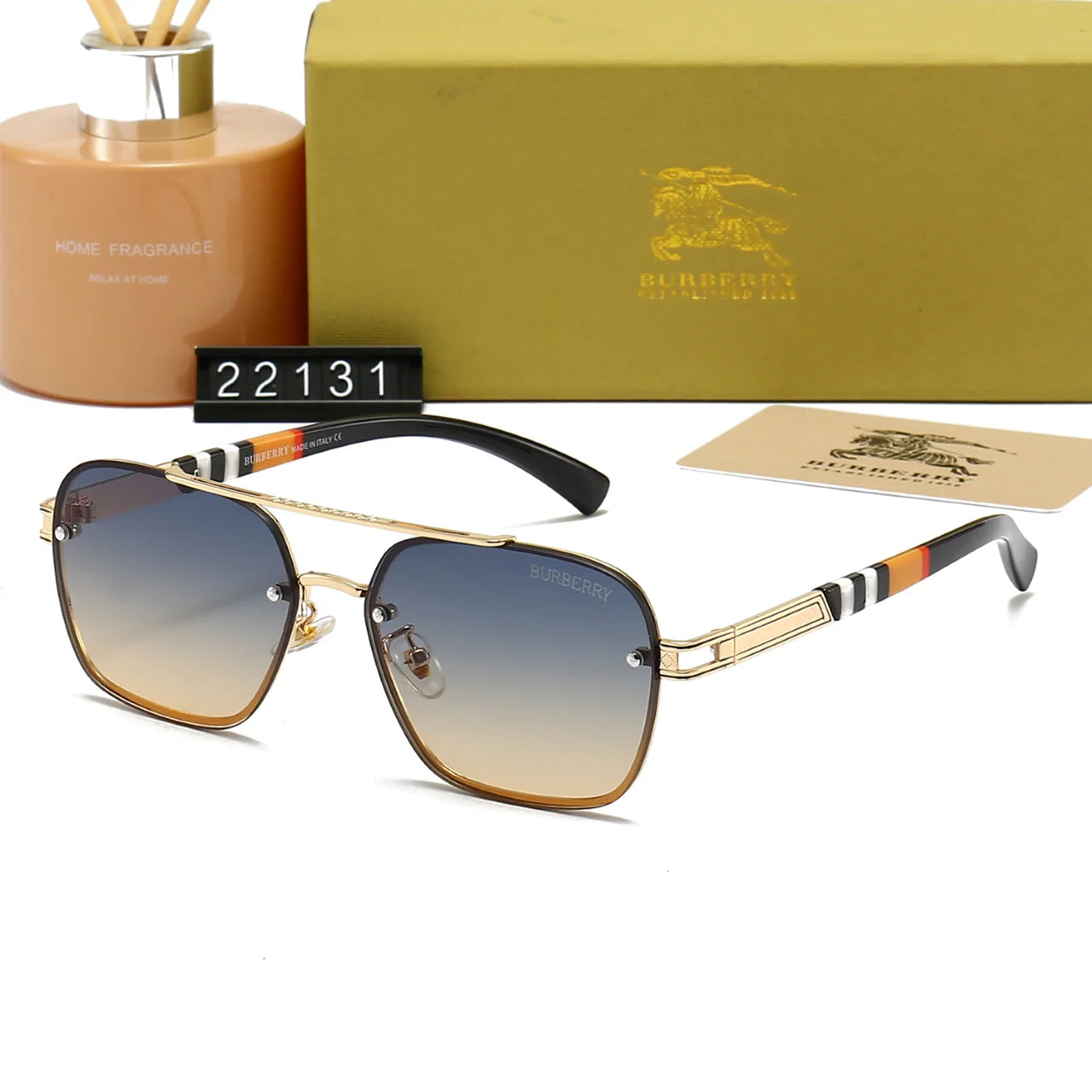 Plaid Metal Frame Sunglasses 22031 - 图片 3