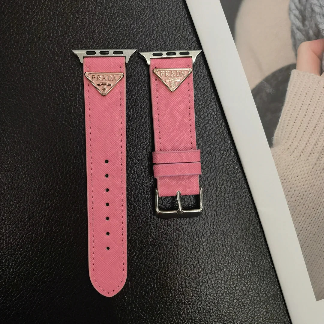 Double Triangle Monogram Label Leather Apple Watch Band - 图片 6