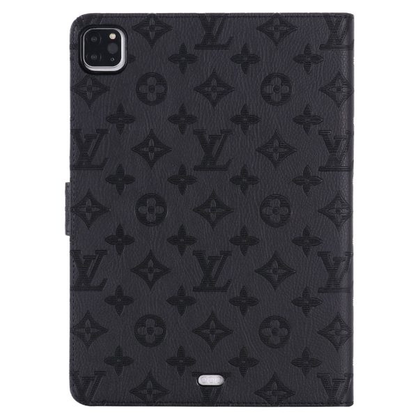 3D Embossed Canvas Monogram Holster Apple iPad Flip Cover With Stand Function - 图片 11