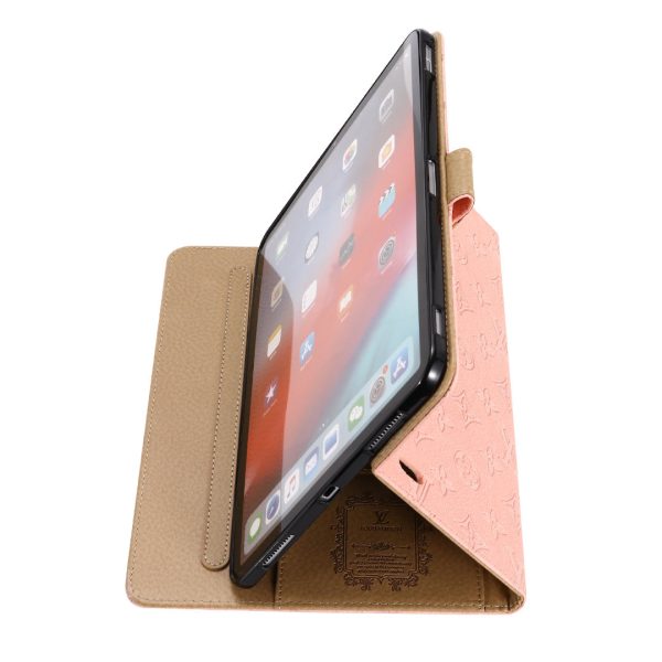3D Embossed Canvas Monogram Holster Apple iPad Flip Cover With Stand Function - 图片 12