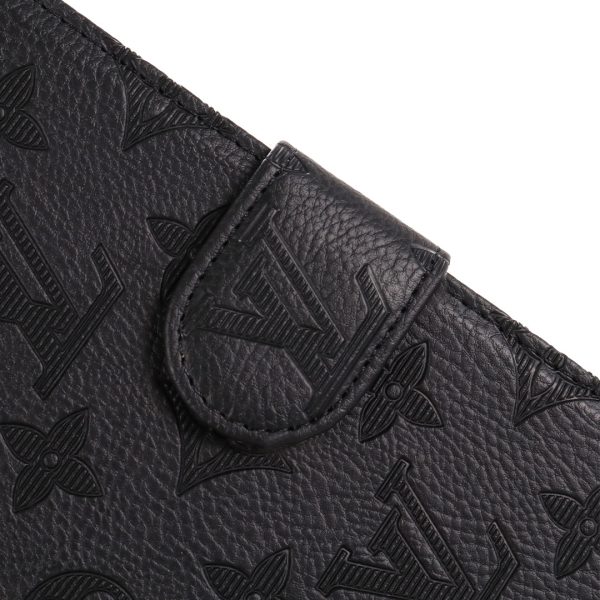 3D Embossed Canvas Monogram Holster Apple iPad Flip Cover With Stand Function - 图片 14