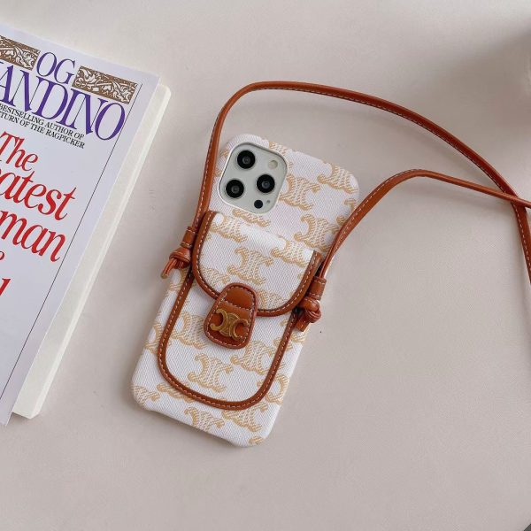 White Celine iPhone Case With Card Holder -LH240109 - 图片 8