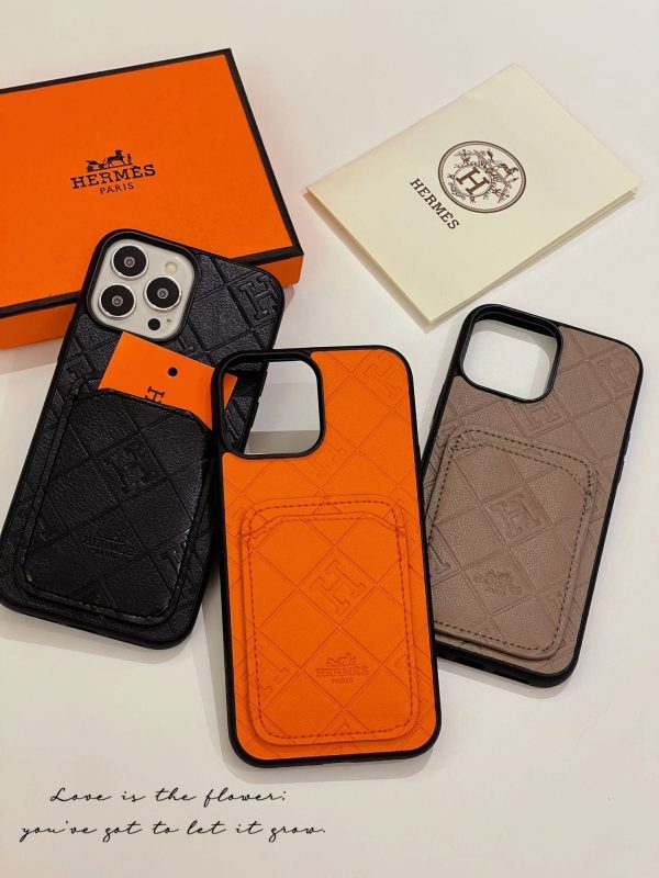 H Leather Card Holder iPhone Case - 图片 2