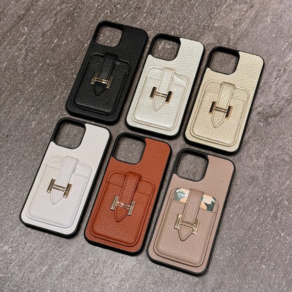 H Card Holder Leather iPhone Case - 图片 2