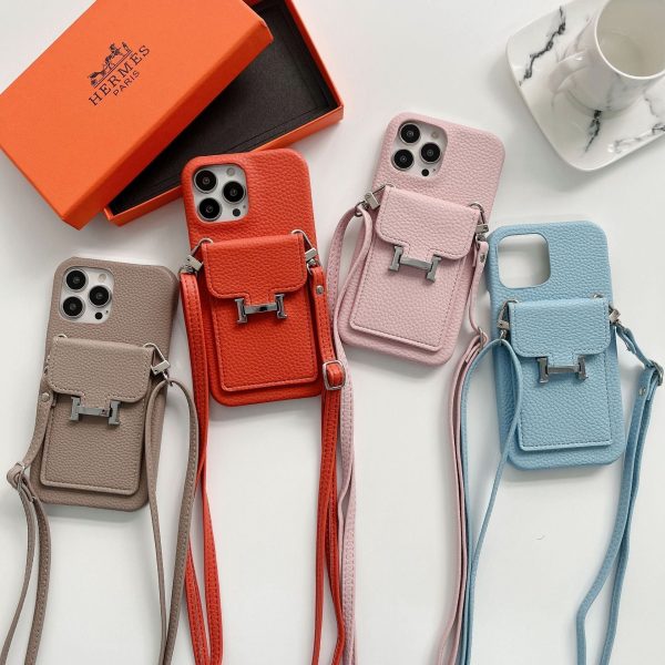 H Card Holder Leather Chain iPhone Case - 图片 4