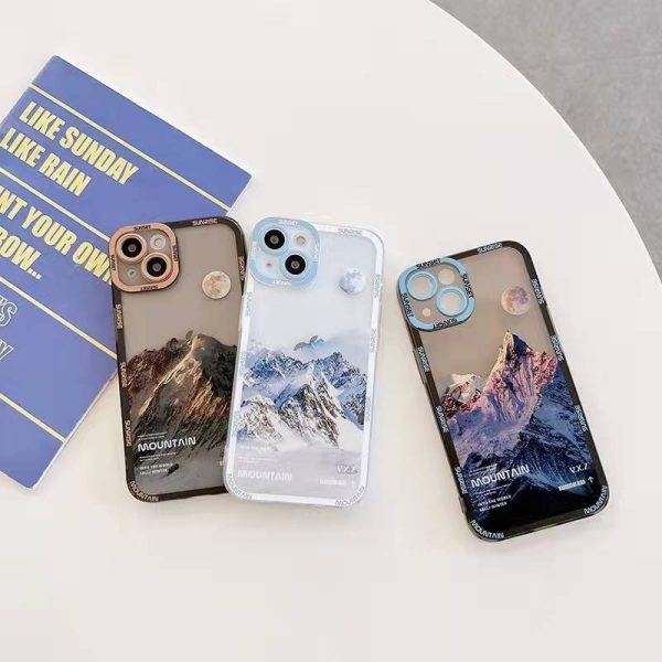Blue Snowy Mountain Moon iPhone Case - 图片 2