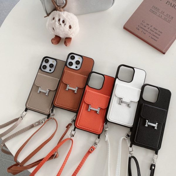 H Card Bag Leather Crossbody iPhone Case - 图片 7