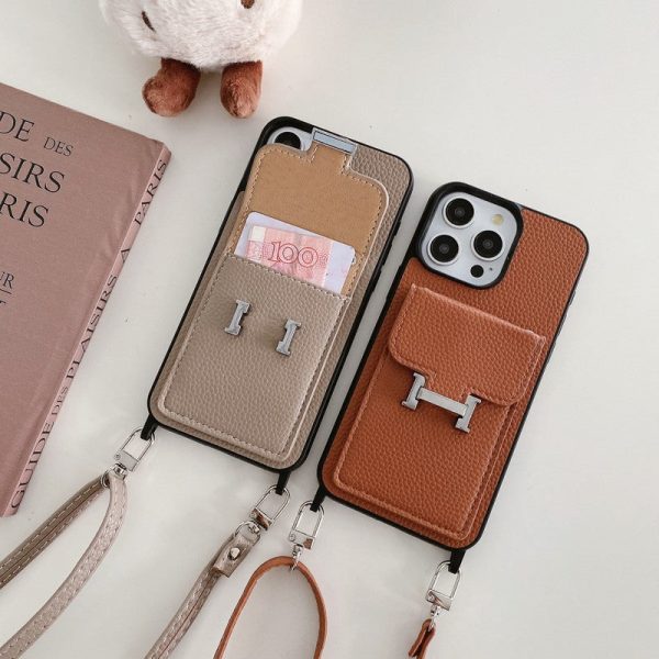 H Card Bag Leather Crossbody iPhone Case - 图片 8