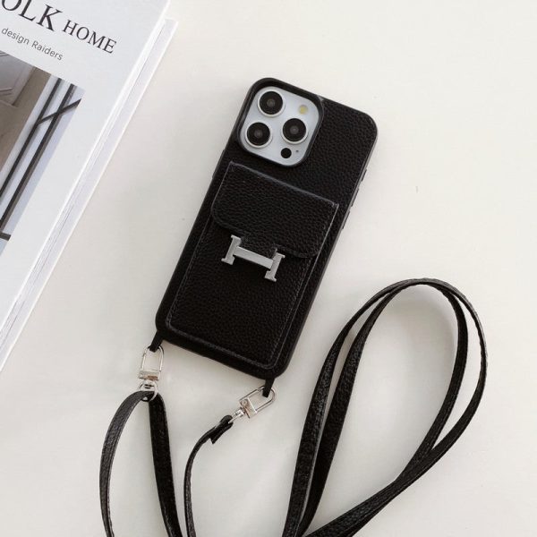 H Card Bag Leather Crossbody iPhone Case - 图片 5