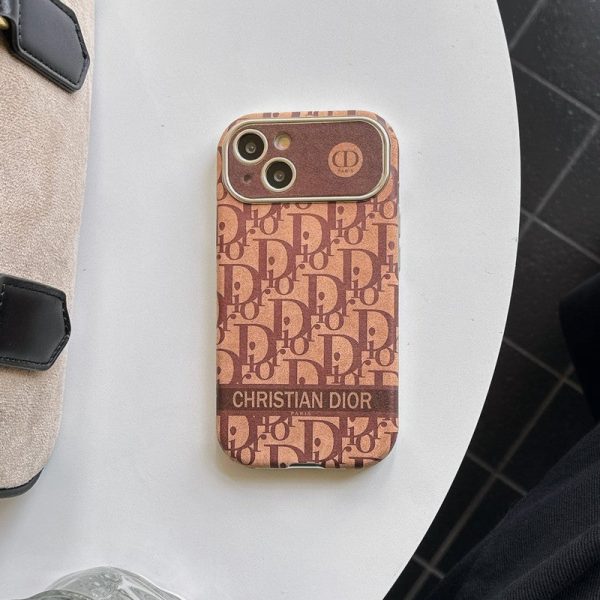 CD White & Brown Color Leather iPhone Case - 图片 16