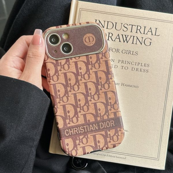 CD White & Brown Color Leather iPhone Case - 图片 18