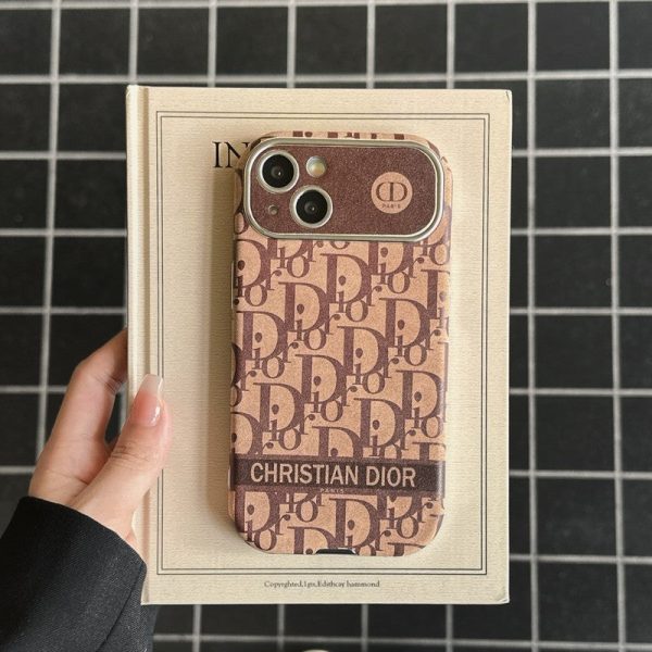 CD White & Brown Color Leather iPhone Case - 图片 19