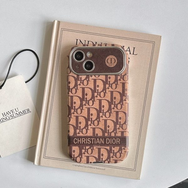 CD White & Brown Color Leather iPhone Case - 图片 17