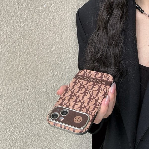 CD White & Brown Color Leather iPhone Case - 图片 21