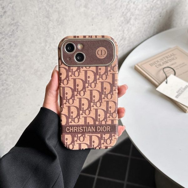 CD White & Brown Color Leather iPhone Case - 图片 15