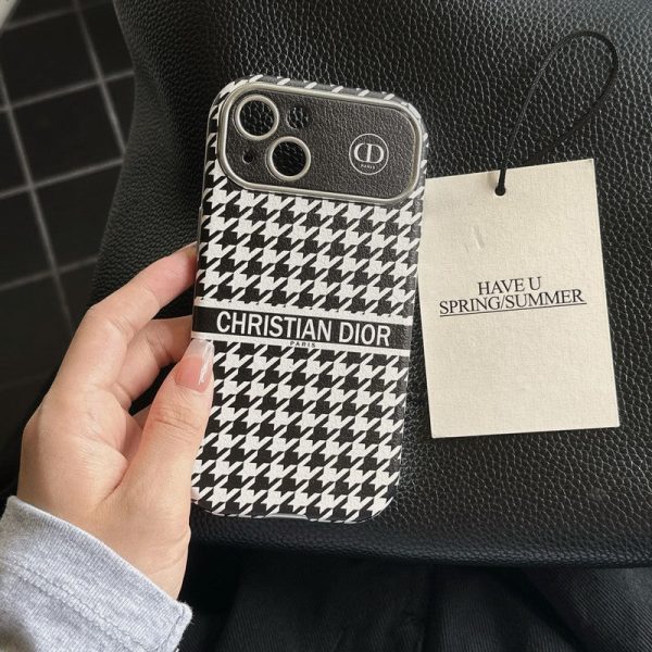 CD White & Brown Color Leather iPhone Case - 图片 7