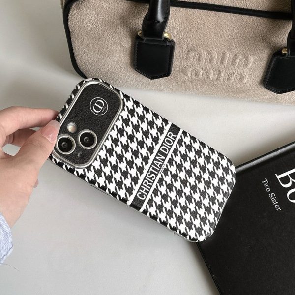 CD White & Brown Color Leather iPhone Case - 图片 23