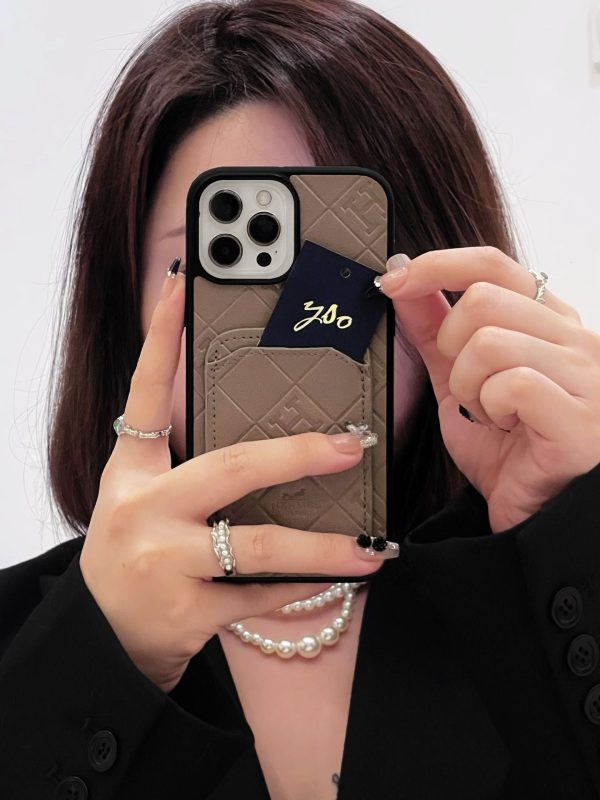 H Leather Card Holder iPhone Case - 图片 3