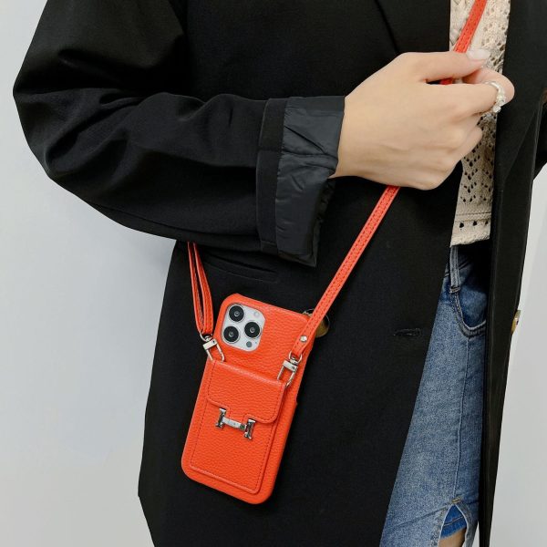 H Card Holder Leather Chain iPhone Case - 图片 5