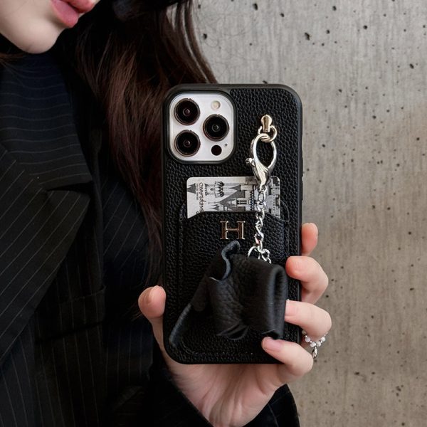 H Card Holder Leather Pendant iPhone Case - 图片 6