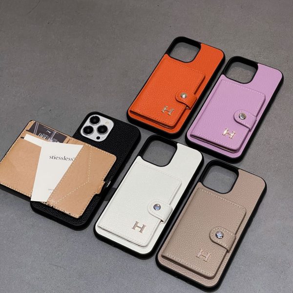 H Leather Card Holder iPhone Case - 图片 5