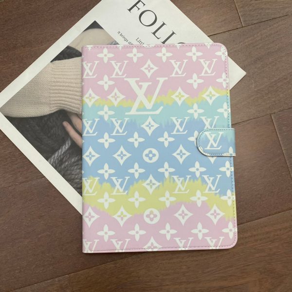Luxury Canvas Monogram Leather Fresh Summer Theme Pattern Apple iPad case Black - 图片 14