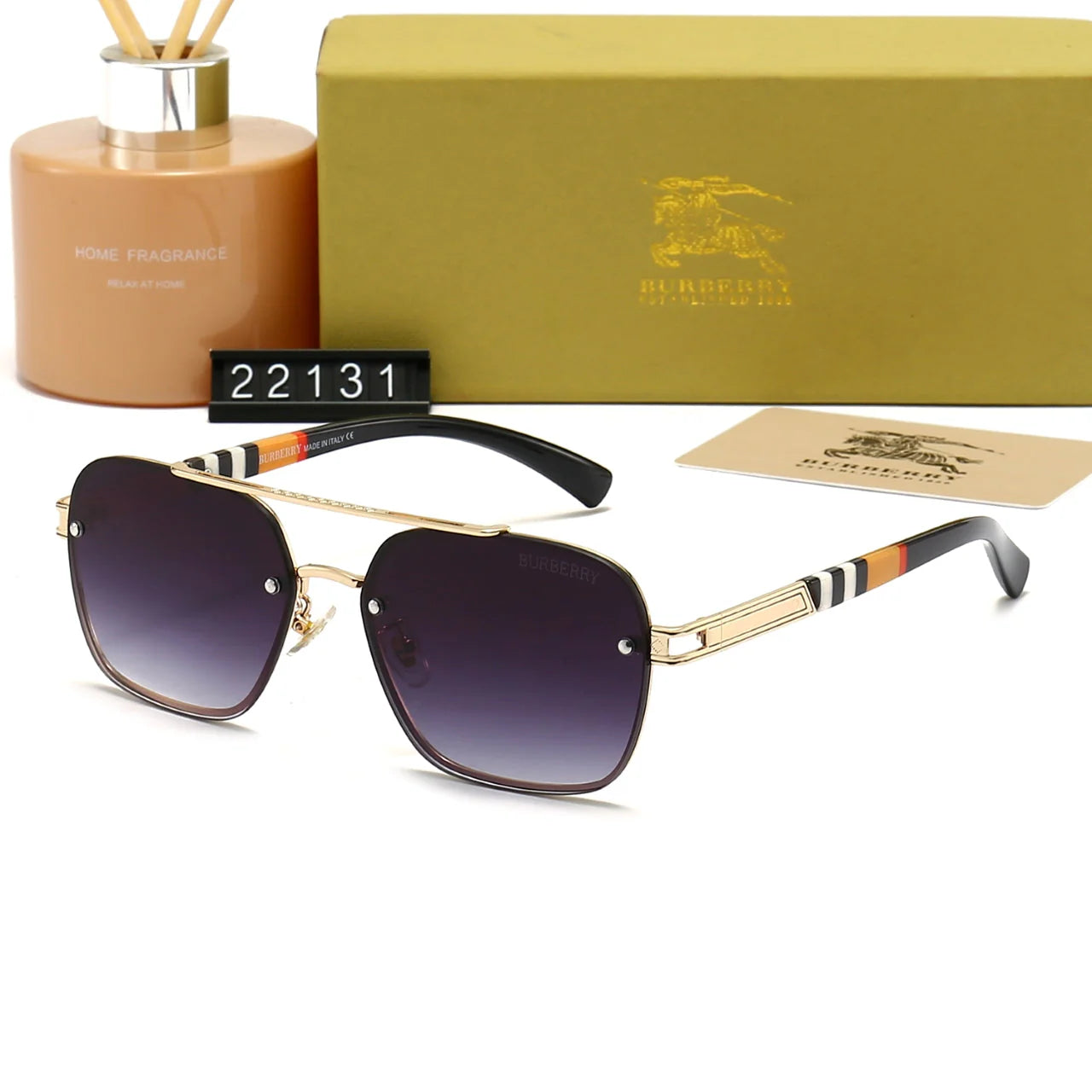 Plaid Metal Frame Sunglasses 22031 - 图片 8