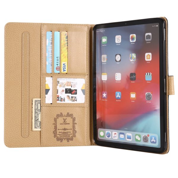 3D Embossed Canvas Monogram Holster Apple iPad Flip Cover With Stand Function - 图片 3