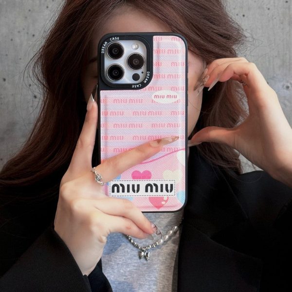 Miu Green & Pink Leather iPhone Case - 图片 4
