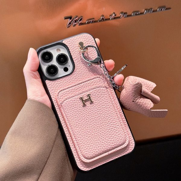 H Card Holder Leather Pendant iPhone Case - 图片 7