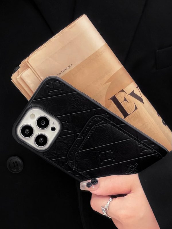 H Leather Card Holder iPhone Case - 图片 4
