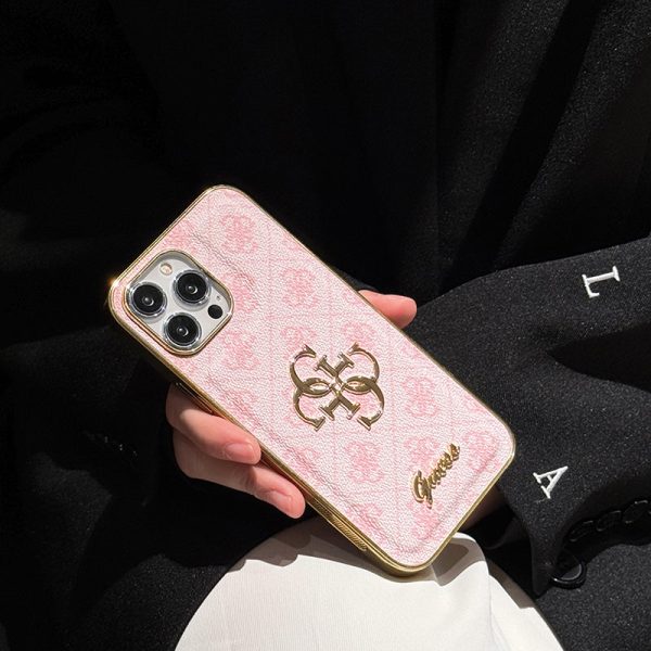 Gue Gold Logo Leather iPhone Case - 图片 10