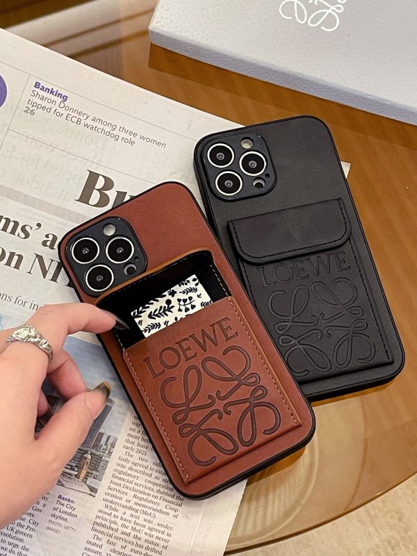 LOEWE iPhone Case With Card Holder Brown-LZP241448 - 图片 5