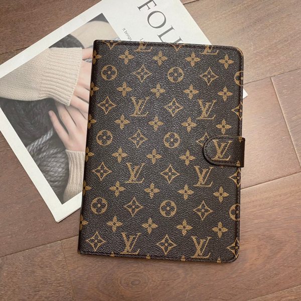 Luxury Canvas Monogram Leather Fresh Summer Theme Pattern Apple iPad case Black - 图片 4