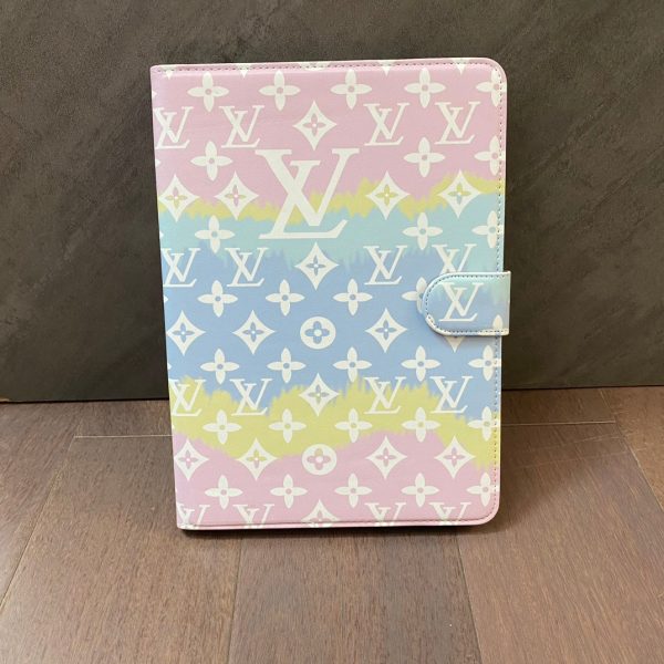 Luxury Canvas Monogram Leather Fresh Summer Theme Pattern Apple iPad case Black - 图片 17