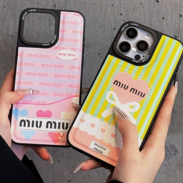 Miu Green & Pink Leather iPhone Case - 图片 10