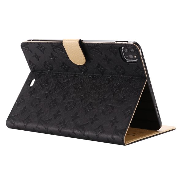 3D Embossed Canvas Monogram Holster Apple iPad Flip Cover With Stand Function - 图片 4