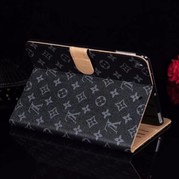 Elegant Monogram Canvas Flip Cover Apple iPad Protective Leather Case - 图片 4