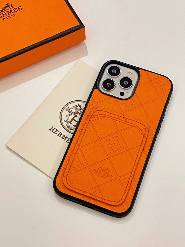H Leather Card Holder iPhone Case - 图片 5