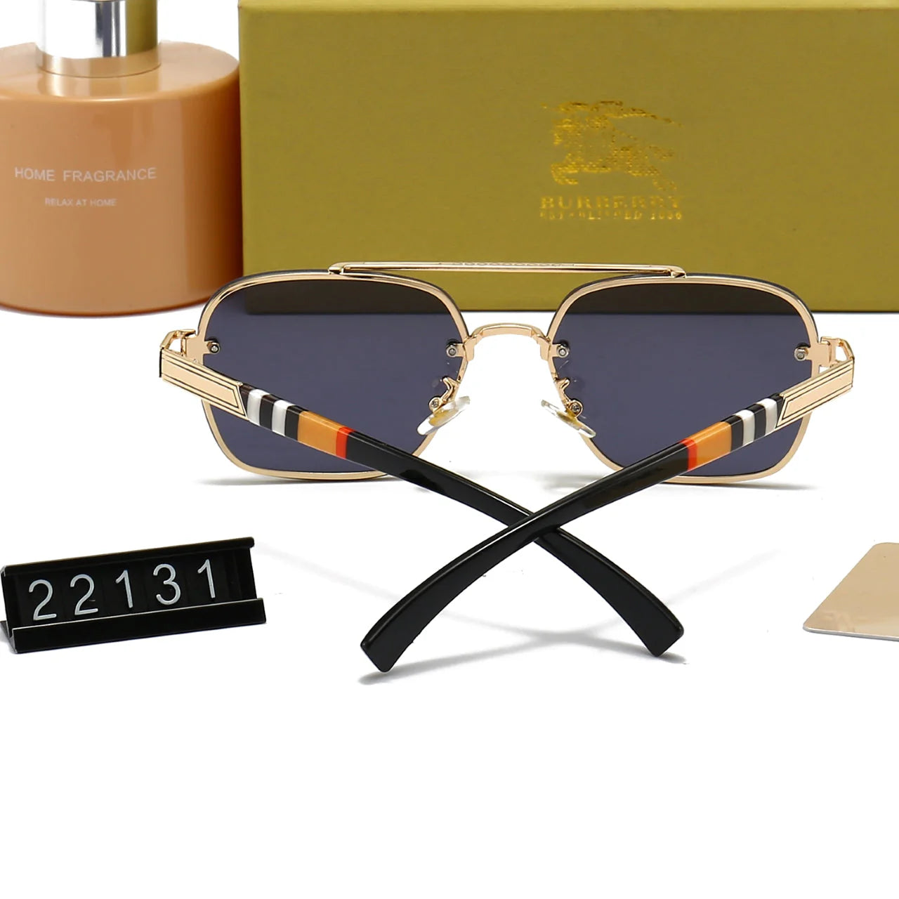 Plaid Metal Frame Sunglasses 22031 - 图片 12